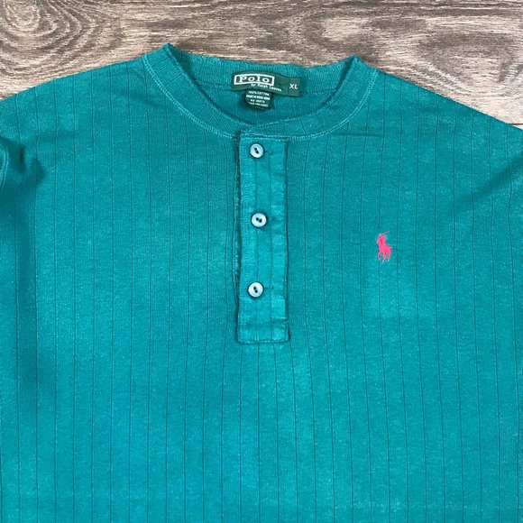 Polo Ralph Lauren Men’s Vintage 80’s Long Sleeve Button Up Sweatshirt Thermal XL - Picture 2 of 8